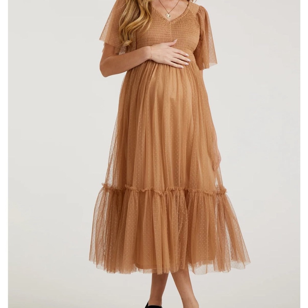 Pinkblush Tan Midi Maternity Dress